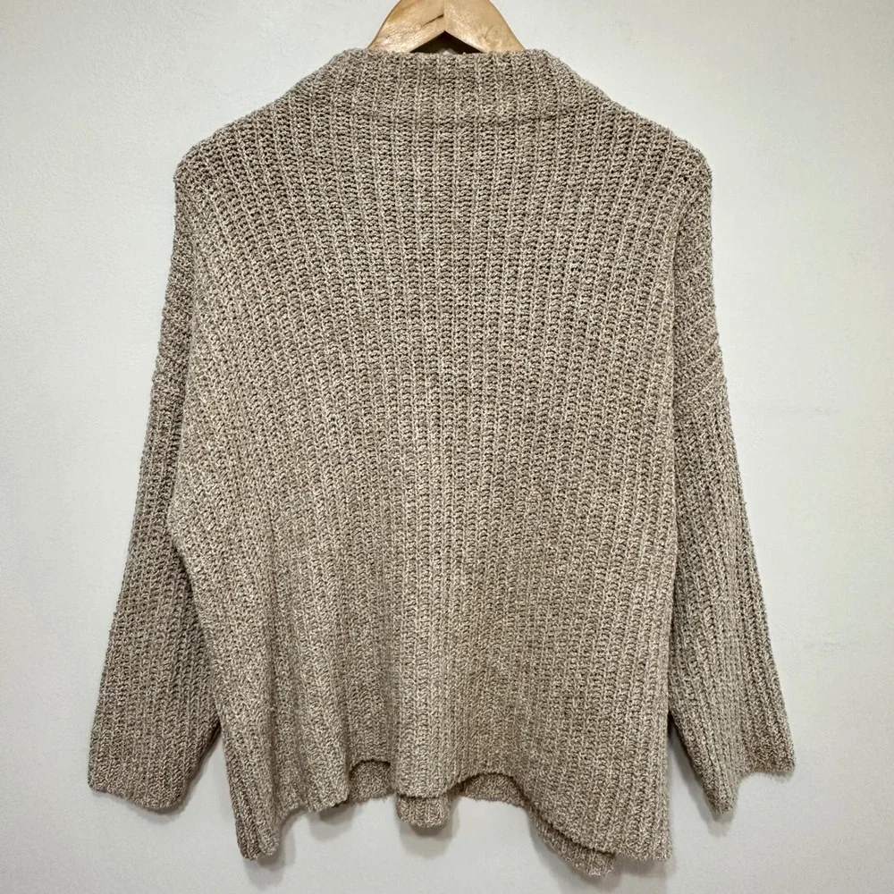 Eileen Fisher Open Knit Sweater Womens XL 100% Organic Cotton Mock Neck Neutral - Picture 7 of 7